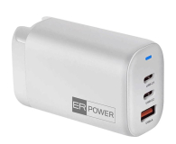 Ładowarka i akumulator ER POWER 65W GaN ładowarka podróżna biała